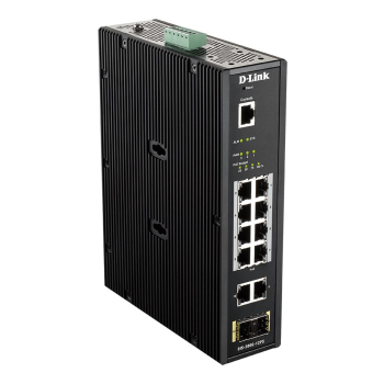 D-Link DIS-200G-12PS łącza sieciowe Zarządzany L2 Gigabit Ethernet (10/100/1000) Obsługa PoE Czarny