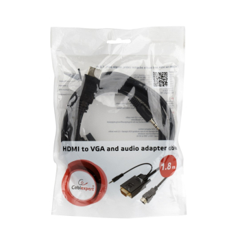 Adapter GEMBIRD A-HDMI-VGA-03-10 (HDMI M - D-Sub (VGA), Jack stereo 3,5 mm M; 3m; kolor czarny)