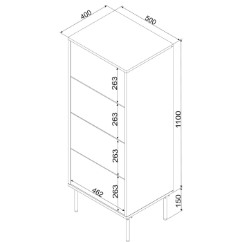 Komoda 4S TRESSE 50x40x125 kaszmir mat