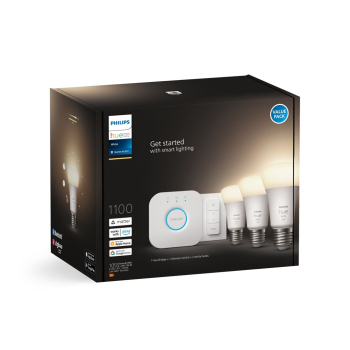 Philips Hue W Starter Kit 9,5W A60 E27 3szt, mostek, przełącznik Philips Hue Hue W Starter Kit 9,5W A60 E27, 3szt., mostek, przełącznik E27 9,5 W Ciep