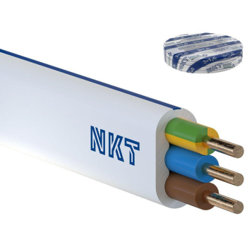 Przewód instalacyjny płaski drut 450/750V klasa 1 YDYP 3X1.5 ŻO NKT biały