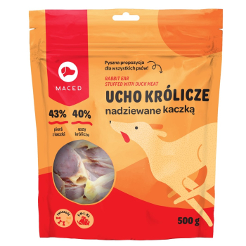 MACED Ucho królicze z kaczką - gryzak dla psa - 500 g