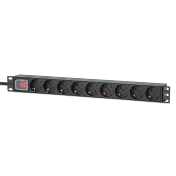 Intellinet 715133 rozdzielacz zasilania PDU 9 x gniazdo sieciowe 1U Czarny