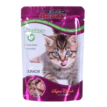 CERTECH Super Benek Junior saszetka dla kota z kawałkami indyka w sosie 100g