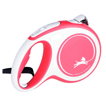 Smycz flexi automatyczna New Comfort L taśma 8 m - dla psa do 50 kg, kolor czerwony