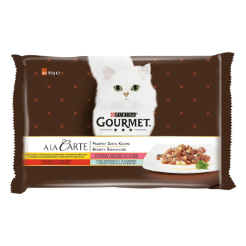 GOURMET A la Carte Kurczak, Pstrąg, Wołowina, Rdzawiec - mokra karma dla kota - 4 x 85 g