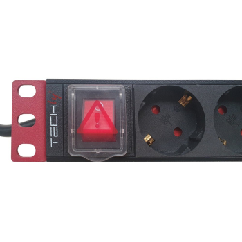 Techly I-CASE STRIP-91UD rozdzielacz zasilania PDU 9 x gniazdo sieciowe 1U Czarny, Czerwony