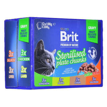 BRIT Premium Cat Sterilised Plate - mokra karma dla kota - 12x100 g
