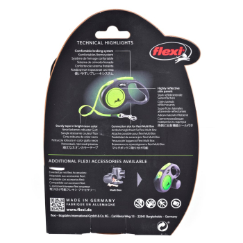Smycz flexi automatyczna New Neon S taśma 5 m - dla psa do 15 kg, kolor zielony