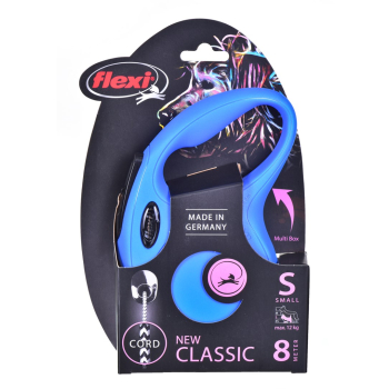 Smycz flexi automatyczna New Classic S linka 8 m - dla psa do 12 kg, kolor niebieski