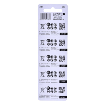 EVERACTIVE BATERIE ALKALICZNE 27A 12V, BLISTER 5 SZT. 27A5BL
