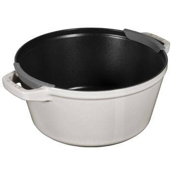 Zestaw 3 naczyń żeliwnych z pokrywką STAUB 40508-388-0 - biała trufla 24 cm