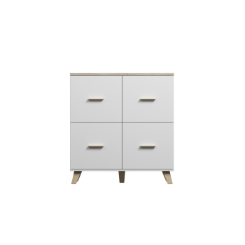 Komoda LOTTA 110 4D biały+ dąb sonoma