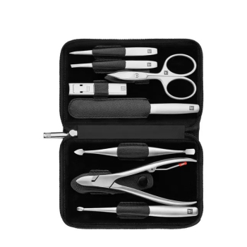 Zestaw podróżny Zwilling Twinox - czarne, skórzane etui, 8 elementów - Czarny