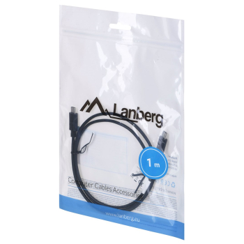 Kabel Lanberg CA-CMCM-10CU-0010-BK (USB typu C - USB typu C ; 1m; kolor czarny)