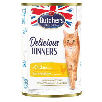 BUTCHER'S Delicious Dinners Kawałki z kurczakiem w galaretce - mokra karma dla kota - 400 g