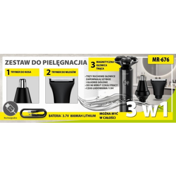 Zestaw do golenia 3w1 USB MAESTRO MR-676