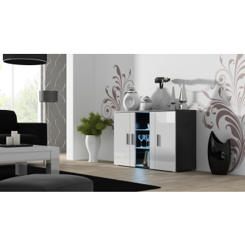 Komoda 120cm SOHO S7 czarny/ biały połysk
