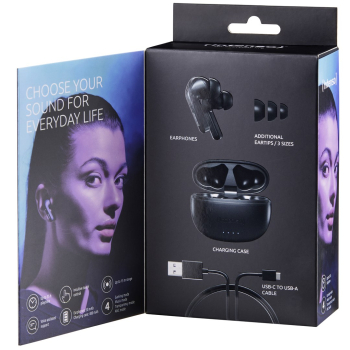 Intenso Black Buds T300A Słuchawki True Wireless Stereo (TWS) Douszny Połączenia/Muzyka/Sport/Codzienność USB Type-C Bluetooth Czarny