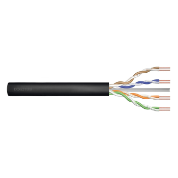 Kabel instalacyjny zewnętrzny żelowany DIGITUS kat.6, U/UTP, AWG 23/1, PE, 305m, czarny, szpula