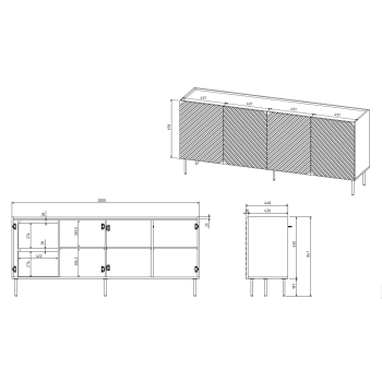 Komoda 4D2SZ ONDA 200x45xH85 zieleń