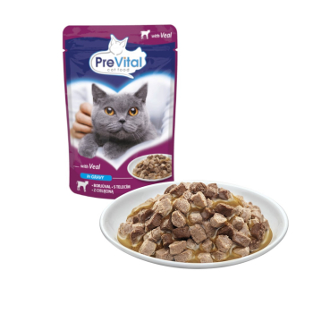 PREVITAL cielęcina w sosie dla kotów 100g.
