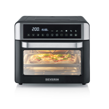 SEVERIN MINI PIEKARNIK Z FUNKCJĄ AIR FRYER, 12 AUTO. PROGRAMÓW, WYŚWIELACZ DOTYKOWY LED, TEMP. 40°C-220°C, 25 L ,2200W TO2077