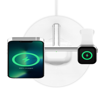 Ładowarka bezprzewodowa Belkin BoostCharge Pro 3-in-1 Wireless Charger with Official MagSafe Charging iPhone/Apple Watch/AirPods 15W White