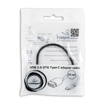 Kabel GEMBIRD A-OTG-CMAF2-01 (USB typu C M - USB 2.0 F; 0,20m; kolor czarny)