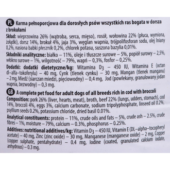 DOLINA NOTECI Premium bogata w dorsza z brokułami - mokra karma dla psa - 400g