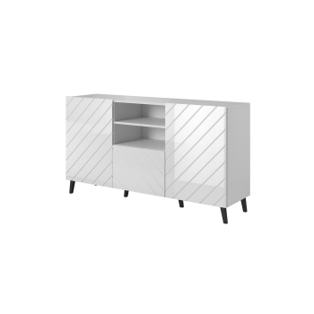 Komoda ABETO 150x42x82 biały/biały połysk