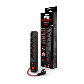 Listwa zasilająca Acar F5 POWER 16A (3m ; czarny)