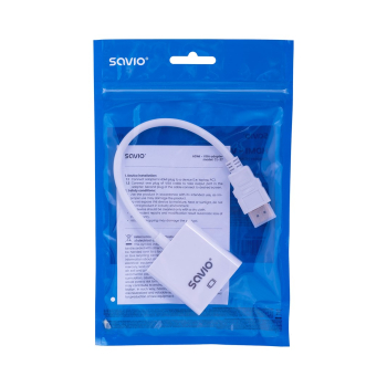 Adapter SAVIO CL-27/B (HDMI M - D-Sub (VGA) F; 0,10m; kolor biały)