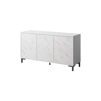 Komoda MARMO 3D 150x45xH80,5 biały mat/marmur biały