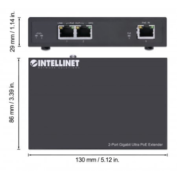 Intellinet 561600 przedłużacz sieciowy Nadajnik sieciowy Czarny 10, 100, 1000 Mbit/s
