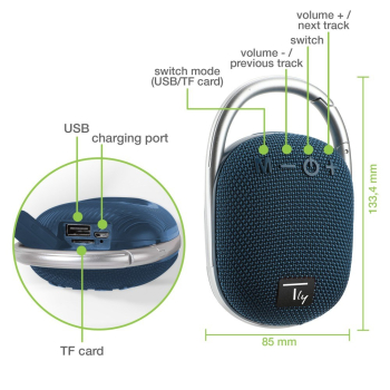Techly ICASBL321BL głośnik przenośny Głośnik mono przenośny Niebieski 5 W