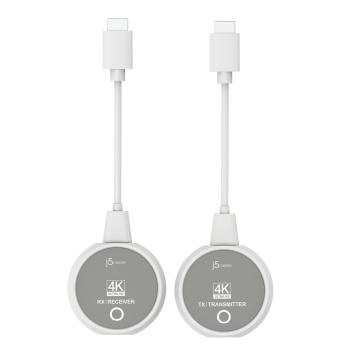 Nadajnik i odbiornik audio/video bezprzewodowy j5create ScreenCast 4K Wireless Display HDMI Extender ; kolor biały JVAW75-N