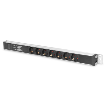 Digitus Listwa zasilająca PDU, 7x gniazdo schuko, 2.0m, 1x wtyk unischuko,16A, zabezpieczenie przepięciowe, filtr sieciowy, profil aluminiowy