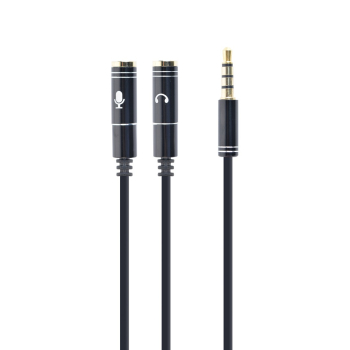 Kabel GEMBIRD CCA-417M (4-Pin, Mini Jack M - 2x Mini Jack F; 0,20m; kolor czarny)