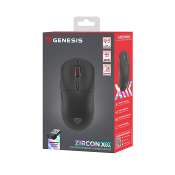 GENESIS Zircon XIII myszka Gaming Oburęczny RF Wireless + USB Type-C Optyczny 26000 DPI