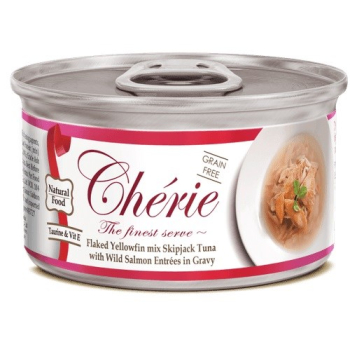 Cherie Karma w puszce dla kota MIKS TUŃCZYKA  Z DZIKIM ŁOSOSIEM W SOSIE,80g