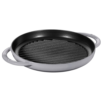 Okrągła patelnia żeliwna grillowa STAUB z dwoma uchwytami 40509-522-0 - grafitowa 26 cm