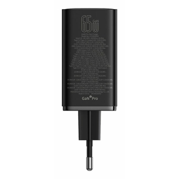 Ładowarka sieciowa Baseus GaN6 Pro FastCharger 2C+2U 65W EU (cluster black)