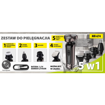 Zestaw do golenia 5w1 USB MAESTRO MR-674
