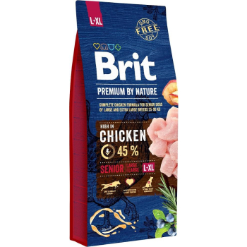 BRIT PREMIUM BY NATURE Senior L-XL - sucha karma z kurczakiem dla psów starszych ras dużych i olbrzymich - 15 kg