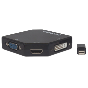 Manhattan 207720 adapter kablowy 0,25 m Mini DisplayPort DVI-I + VGA (D-Sub) + HDMI Czarny