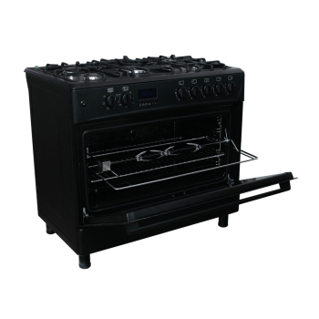 Kuchnia gazowo-elektryczna Ravanson KWGE-K90 CHEF MODERN BLACK (Płyta gazowa; Piekarnik elektryczny; 900mm)