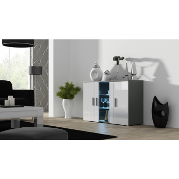 Komoda 120cm SOHO S7  szary/ biały połysk