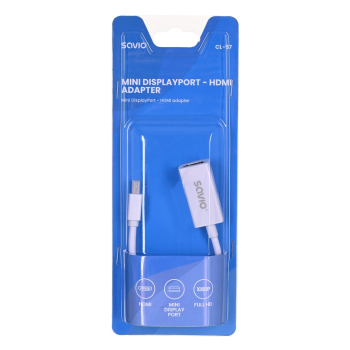 Adapter SAVIO cl-57 (Mini DisplayPort M - HDMI F; 0,10m; kolor biały)
