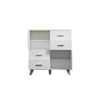 Komoda LOTTA 110 2D4S biały+ dąb sonoma